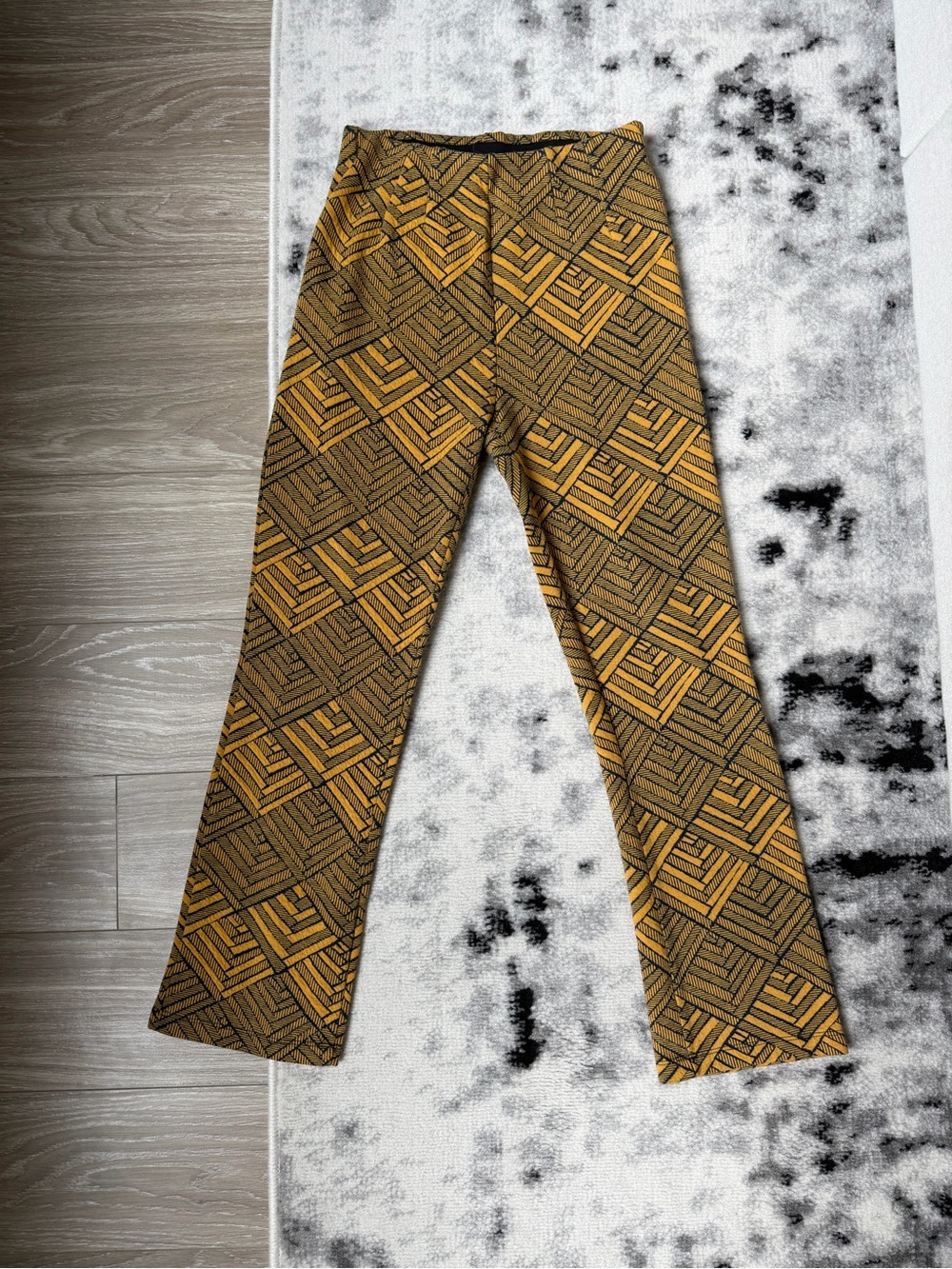 Free People Women's Geometric Mustard and Navy Pants